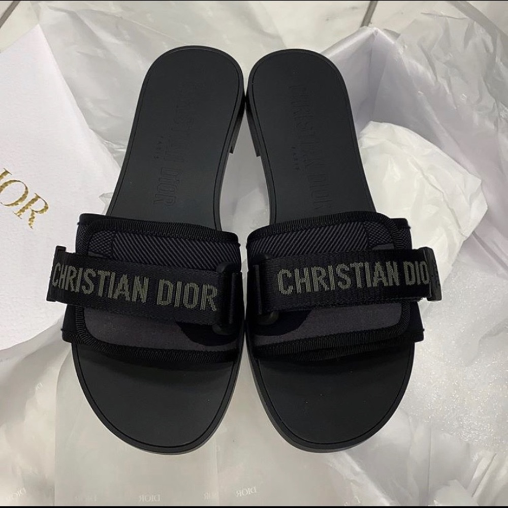 Black Dior camo slides